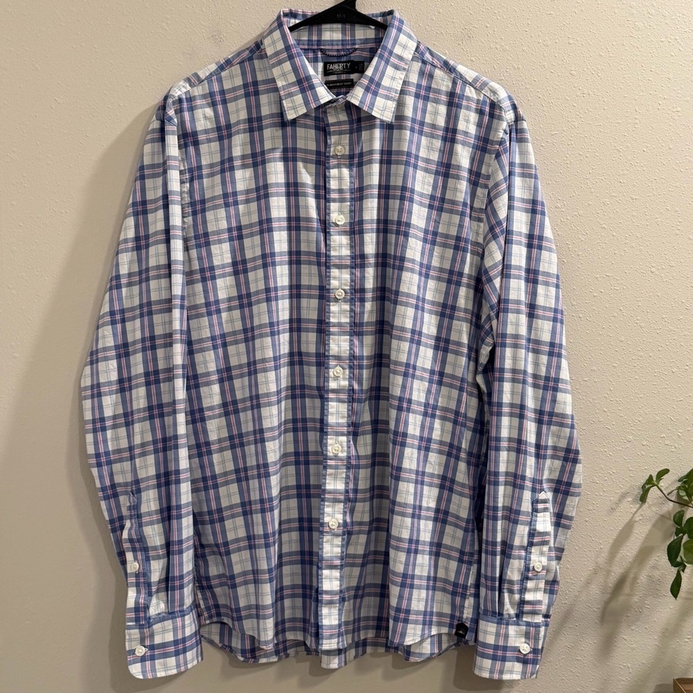 Faherty Men’s Large Plaid Movement Long Sleeve Flannel Button Down Shirt Casual - Picture 1 of 9